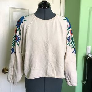 Zara Trafulac Cream Floral Sweater